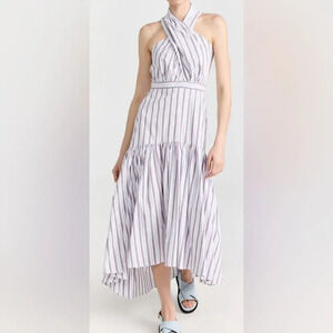 NWT Veronica Beard Radley Striped Midi Dress Off White Multi Size 8